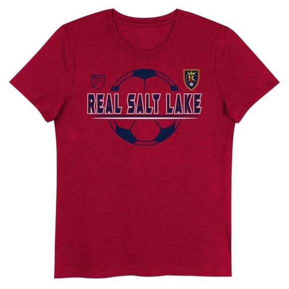 MLS Real Salt Lake Girls' Short Sleeve Crew Neck T-Shirt - XL Team Logo Red New - Picture 1 of 8